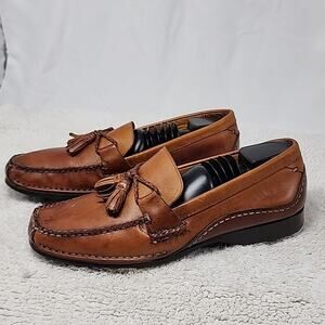 JOHNSTON MURPHY LEATHER LOAFER TASSEL ROPE HORSEBIT MEN 11.0 NICE STITCHING GUC